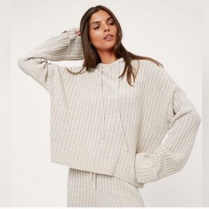 Nasty Gal Gray Ribbed Sweater Lounge Set